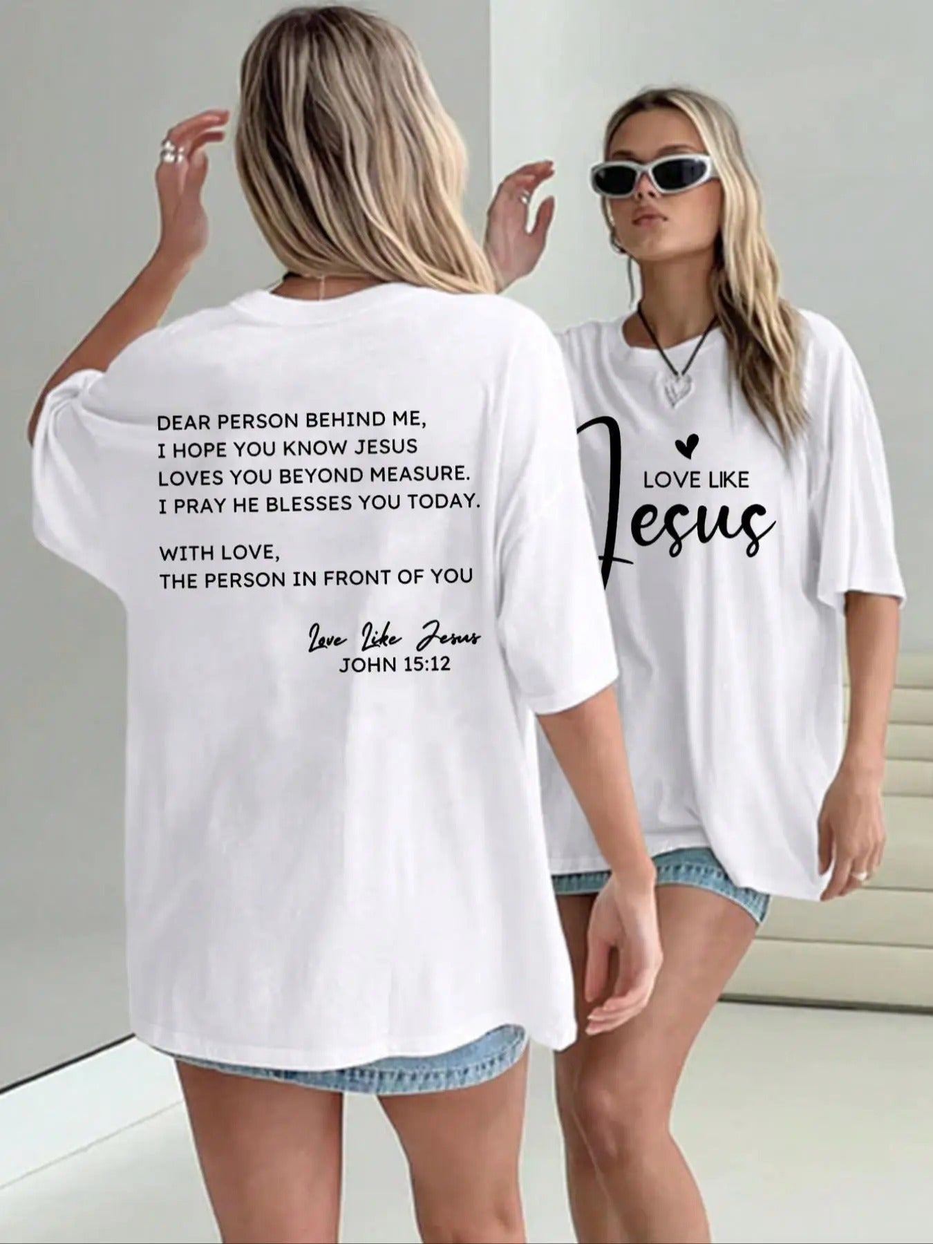 Women'WB shield Letter & Slogan Graphic Drop Shoulder Tee, Casual Half Sleeve Round Neck T-Shirt for Summer, Ladies TNF...