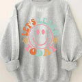 Women'WB shield Letter & Smile TNF Print Drop Shoulder Sweatshirt, Casual Long Sleeve Round Neck Pullover for Fall &...