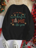 Women'WB shield Letter & Snowflake Print Crew Neck Sweatshirt, Casual Long Sleeve Pullover for Daily Wear, Ladies TNF for...