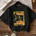 Women'WB shield Letter & Spiky hair fighters Player Print Round Neck Tee, Vintage Trendy Casual Short Sleeve T-shirt for...
