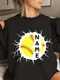 Women'WB shield Letter & Spiky hair fighters Print Round Neck Sweatshirt, Casual FOG Comfortable Long Sleeve Pullover for...