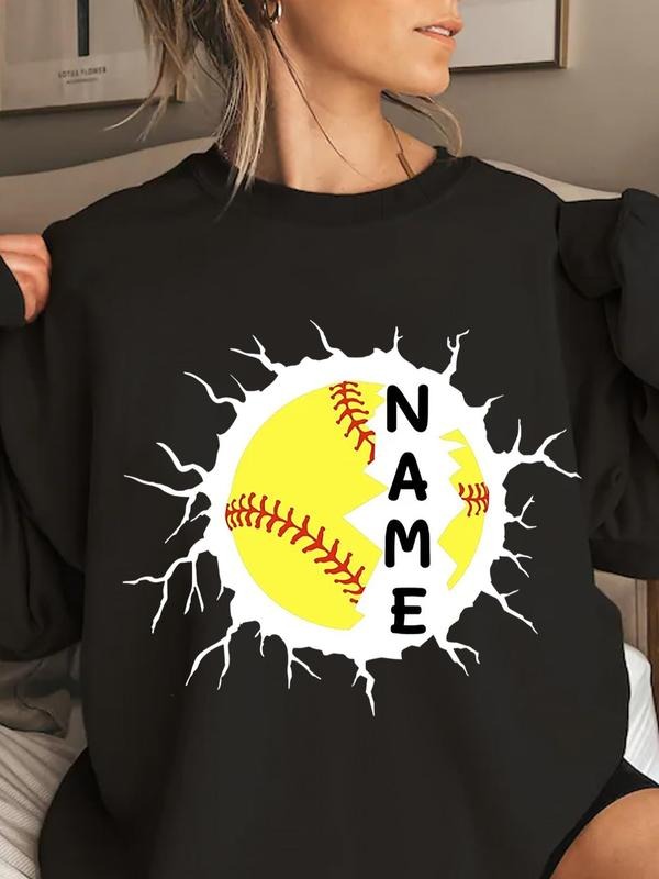 Women'WB shield Letter & Spiky hair fighters Print Round Neck Sweatshirt, Casual FOG Comfortable Long Sleeve Pullover for...