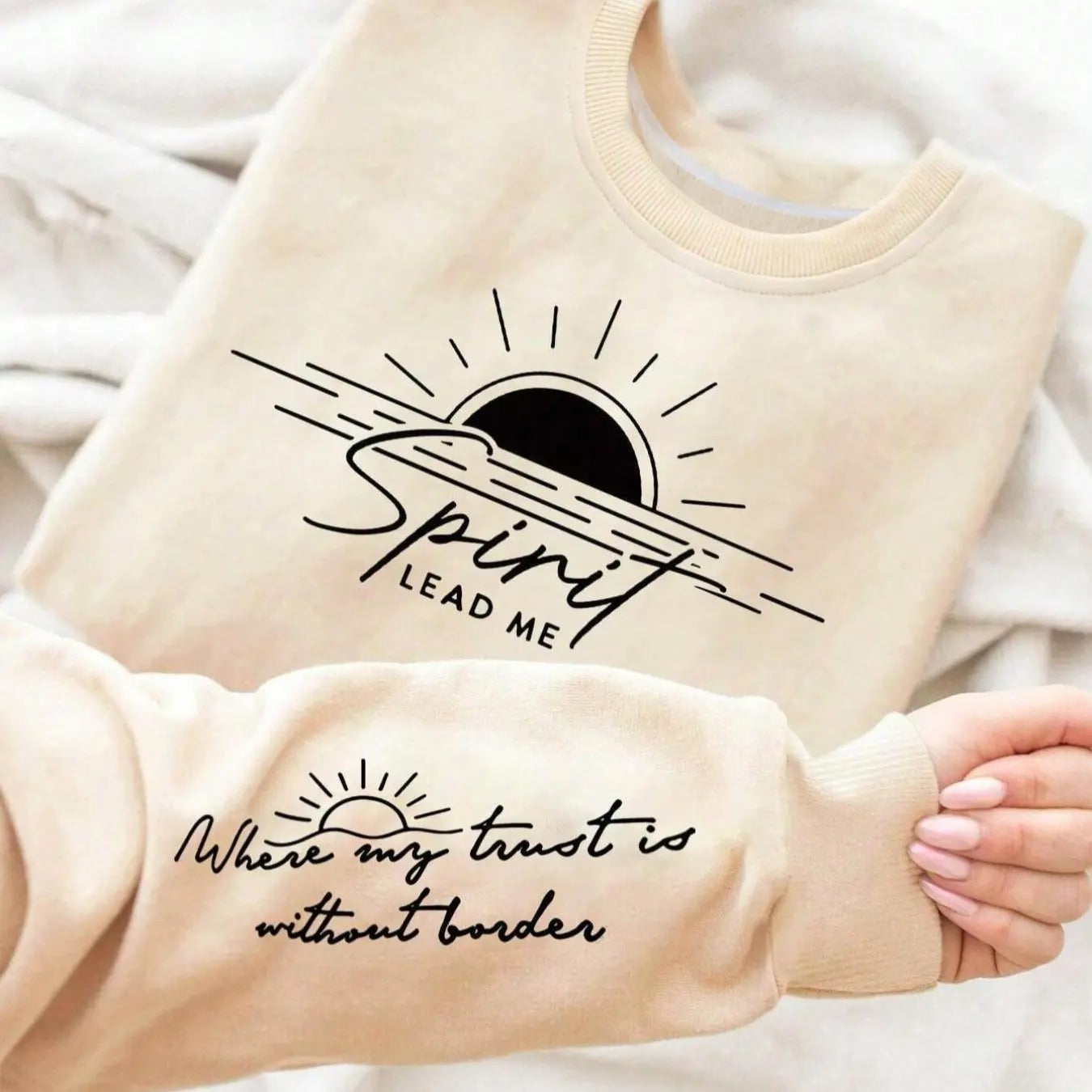 Women'WB shield Letter & Sun Print Crew Neck Sweatshirt, Casual Long Sleeve Pullover for Fall & Winter, Comfortable...