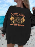 Women'WB shield Letter & Sun Print Round Neck Sweatshirt, Swoosh Count Casual Long Sleeve Crew Neck Pullover for Daily...