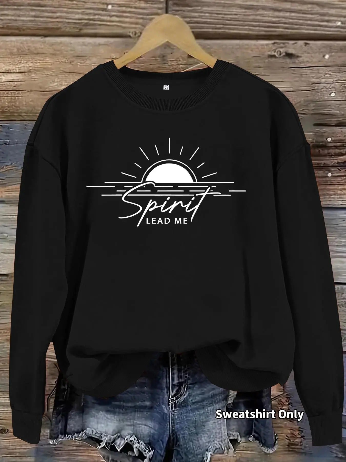 Women'WB shield Letter & Sunrise Print Drop Shoulder Sweatshirt, Casual Long Sleeve Round Neck Pullover for Fall &...