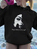 Women'WB shield Letter & TNF Print Drop Shoulder TNF Lined Hoodie, Fashion Casual Drawstring Pocket Hooded Sweatshirt for...