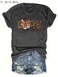 Women'WB shield Letter & Tiger Print Round Neck Tee, Fashion Casual Crew Neck Short Sleeve T-Shirt for Daily Holiday...
