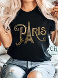 Women'WB shield Letter & Tower Print Round Neck Tee, Casual Short Sleeve T-Shirt for Summer, Ladies TNF for Daily Wear...