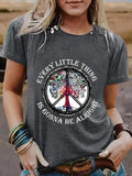 Women'WB shield Letter & Tree Print Round Neck Tee, Fashion Casual Crew Neck T-Shirt for Daily Holiday Vacation Outdoor...