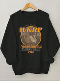 Women'WB shield Letter & Turkey Graphic Print Drop Shoulder Sweatshirt, Casual Long Sleeve Round Neck Pullover for Fall &...