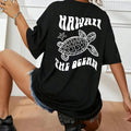 Women'WB shield Letter & Turtle Print Drop Shoulder Tee, Casual Half Sleeve Round Neck T-shirt for Summer, Fashion...