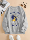 Women'WB shield Letter & Umbrella Girl Print Crew Neck Sweatshirt, Casual Long Sleeve Pullover for Fall & Winter,...