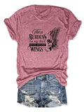Women'WB shield Letter Angel Graphic Round Neck Tee, Fashion Casual Crew Neck Short Sleeve T-shirt for Daily Outdoor...
