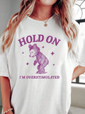 Women'WB shield Letter Bear Print Half Sleeve Drop Shoulder Tee, Casual Crew Neck T-shirt for Daily Holiday Outdoor Wear,...