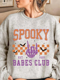 Women'WB shield Letter Cartoon Print Drop Shoulder Sweatshirt, Casual Long Sleeve Round Neck Pullover for Daily Wear,...