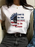 Women'WB shield Letter Floral Print Round Neck Graphic Tee, Casual American Flag Print Short Sleeve T-shirt for Daily...