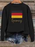 Women'WB shield Letter Germany Flag Print Crew Neck Sweatshirt, Casual Long Sleeve Pullover for Fall & Winter, Fashion...