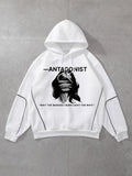 Women'WB shield Letter Graphic Print Drawstring Hoodie, Casual Drop Shoulder Long Sleeve Hooded Sweatshirt, Ladies Fall &...