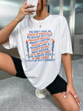 Women'WB shield Letter Graphic Print Round Neck Tee, Fashion Casual Drop Shoulder Short Sleeve T-shirt for Daily Wear,...