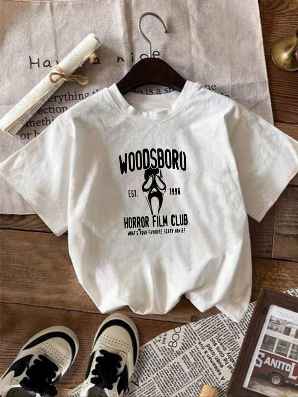 Women'WB shield Letter Graphic Print Round Neck Tee, Fashion Casual Short Sleeve T-shirt, Ladies Summer TNF for Daily...