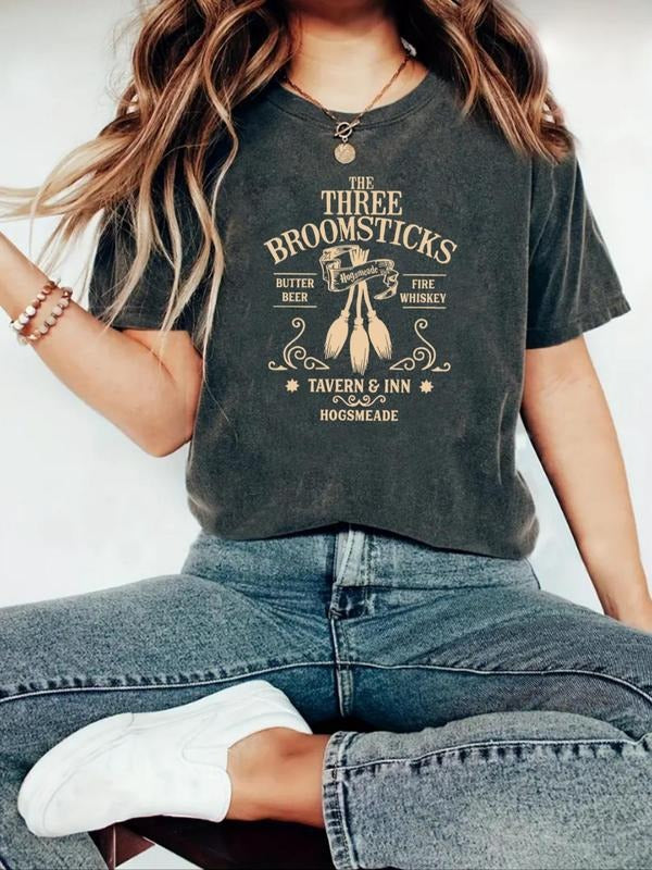 Women'WB shield Letter Graphic Print Round Neck Tee, Fashion Casual Short Sleeve T-shirt, Ladies Summer TNF for Daily...