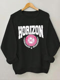 Women'WB shield Letter Graphic Round Neck Sweatshirt, Casual Long Sleeve Crew Neck Pullover for Daily Wear, Ladies TNF...