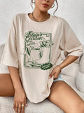 Women'WB shield Letter Graphic Round Neck Tee, Casual Drop Shoulder Half Sleeve T-Shirt for Daily Wear, Ladies TNF for...