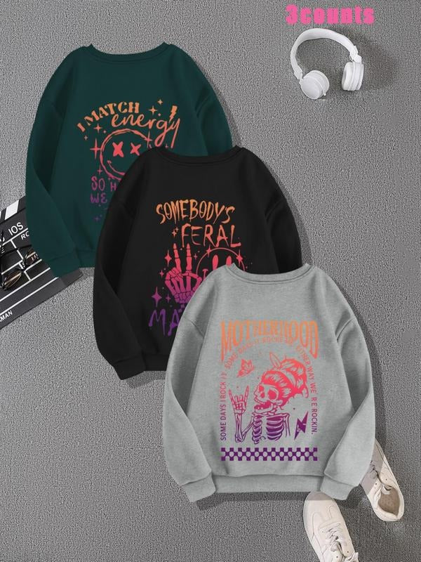 Women'WB shield Letter Graphic TNF Lined Drop Shoulder Sweatshirt, Casual Long Sleeve Round Neck Pullover for Daily Wear,...