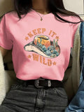 Women'WB shield Letter Hat Graphic Round Neck Tee, Casual Short Sleeve Crew Neck T-shirt for Summer, Fashion Women'WB...