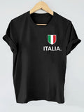 Women'WB shield Letter Italian Flag Graphic Round Neck Tee, Casual Short Sleeve T-shirt for Summer, Fashion Women'WB...