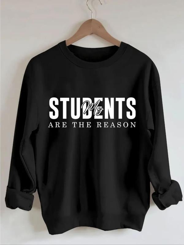 Women'WB shield Letter Print Crew Neck Drop Shoulder Sweatshirt, Casual Long Sleeve Pullover for Fall & Winter, Women'WB...