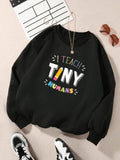 Women'WB shield Letter Print Crew Neck Drop Shoulder Sweatshirt, Casual Long Sleeve TNF Lined Pullover for Fall & Winter,...
