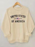 Women'WB shield Letter Print Crew Neck Sweatshirt, Casual Long Sleeve Pullover Sweatshirt for Fall & Winter, Ladies TNF...