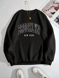Women'WB shield Letter Print Crew Neck Sweatshirt, Casual Long Sleeve Pullover Sweatshirts for Fall & Winter, Women'WB...