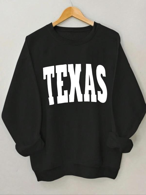 Women'WB shield Letter Print Crew Neck Sweatshirt, Casual Long Sleeve Pullover for Daily Wear, Ladies TNF for Fall &...