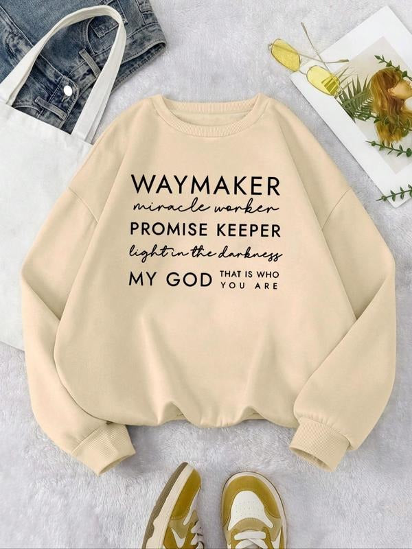 Women'WB shield Letter Print Crew Neck Sweatshirt, Casual Long Sleeve Pullover for Daily Wear, Ladies TNF for Fall &...