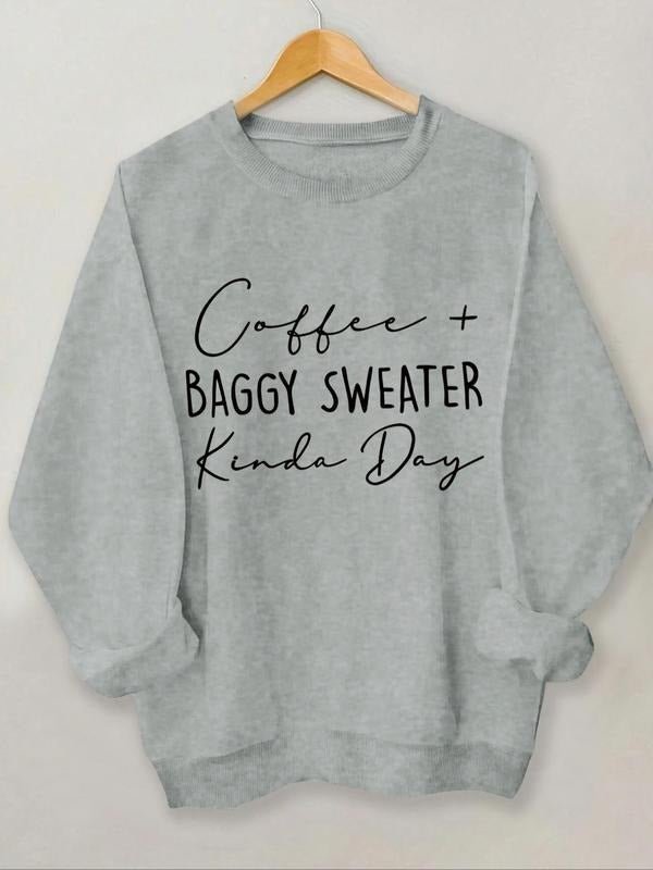 Women'WB shield Letter Print Crew Neck Sweatshirt, Casual Long Sleeve Pullover for Daily Wear, Women Clothing for Spiky...