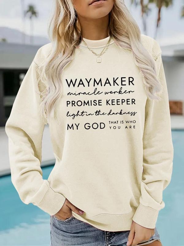 Women'WB shield Letter Print Crew Neck Sweatshirt, Casual Long Sleeve Pullover for Fall & Winter, Fashion Women'WB shield...