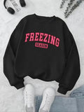 Women'WB shield Letter Print Crew Neck Sweatshirt, Casual Long Sleeve Pullover for Fall & Winter, Women'WB shield TNF for...
