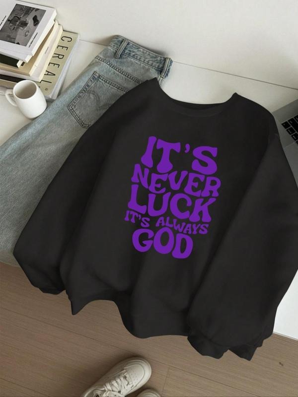 Women'WB shield Letter Print Crew Neck Sweatshirt, Casual Long Sleeve Pullover for Fall & Winter, Women'WB shield TNF for...