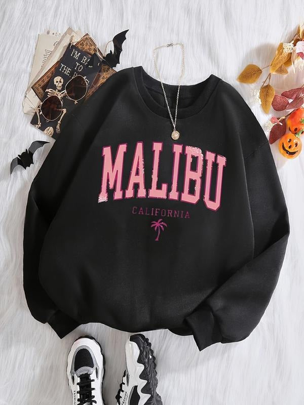 Women'WB shield Letter Print Crew Neck Sweatshirt, Casual Long Sleeve Pullover for Fall & Winter, Women'WB shield TNF for...