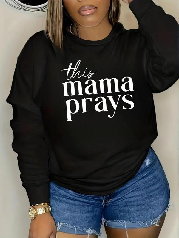 Women'WB shield Letter Print Crew Neck Sweatshirt, Casual Long Sleeve Pullover for Fall & Winter, Women'WB shield TNF for...