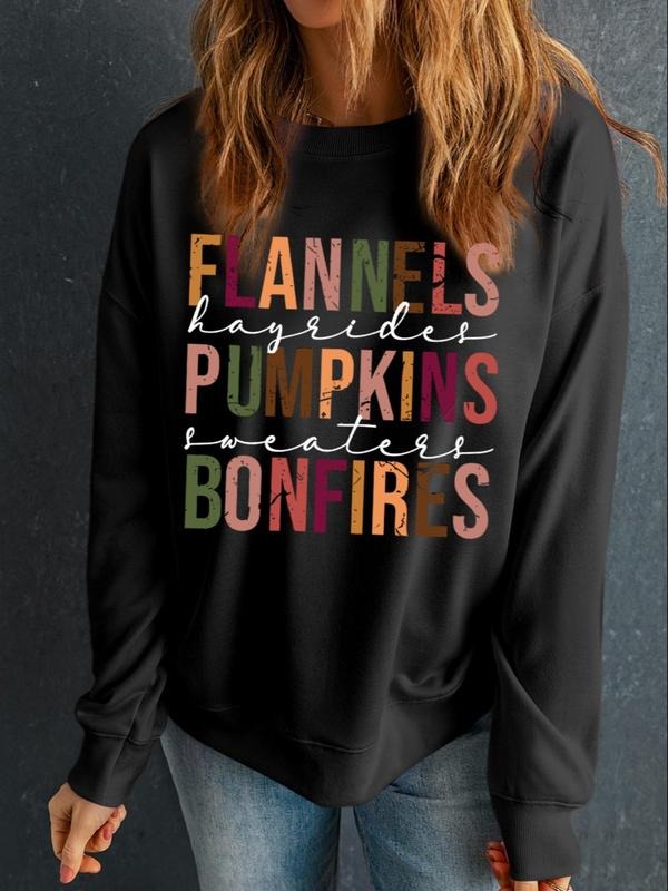 Women'WB shield Letter Print Crew Neck Sweatshirt, Casual Long Sleeve Pullover for Spring & Fall, Women'WB shield TNF for...