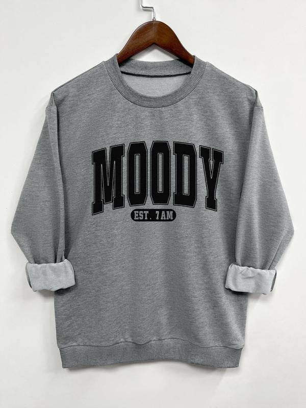 Women'WB shield Letter Print Crew Neck Sweatshirt, Casual Long Sleeve Pullover, Women'WB shield Fall & Winter TNF for...