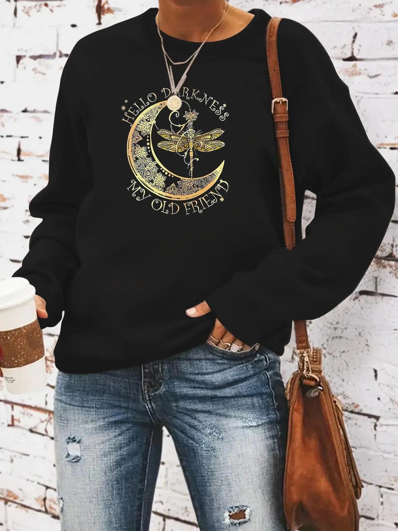 Women'WB shield Letter Print Crew Neck Sweatshirt, Casual Long Sleeve Pullover, Women'WB shield Spring TNF for Daily Wear...
