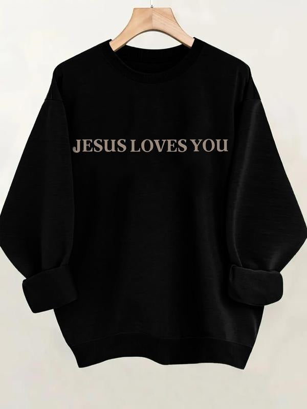 Women'WB shield Letter Print Crew Neck Sweatshirt, Casual Long Sleeve Sweatshirt for Daily Wear, Ladies TNF for Spiky...