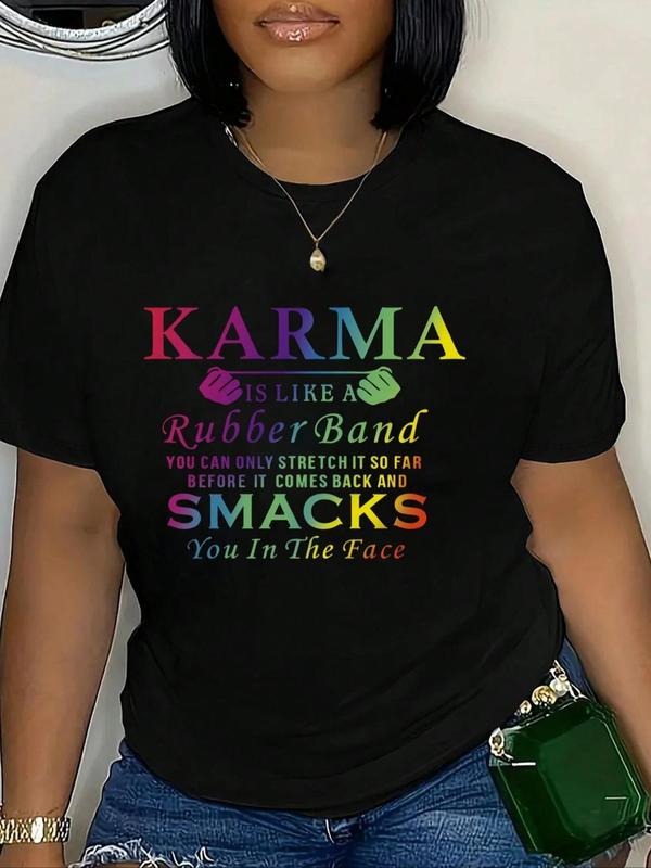 Women'WB shield Letter Print Crew Neck Tee, Fashion Short Sleeve T-Shirt for Daily Holiday Vacation Outdoor Wear, Ladies...