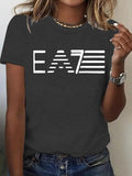 Women'WB shield Letter Print Crewneck Tee, Casual Short Sleeve Crew Neck T-Shirt for Summer, Fashion Women'WB shield Top...