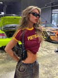 Women'WB shield Letter Print Crop Tee, Casual Short Sleeve T-shirt, Ladies Summer TNF for Daily Wear Hoodie, Sweatshirt