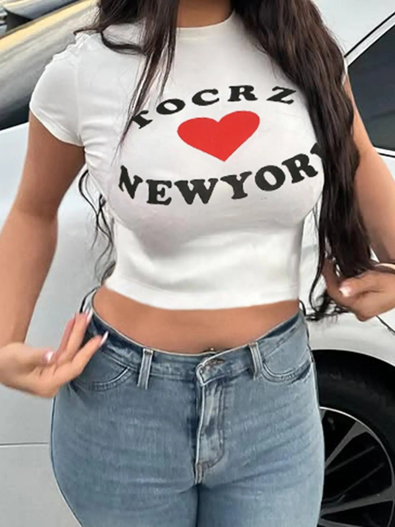 Women'WB shield Letter Print Crop Tee, Casual Slim-fitting Short Sleeve T-shirt, Ladies Summer TNF for Daily Wear Hoodie,...